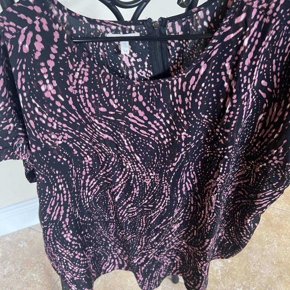 Pink and Black Women's Plus Size Blouse